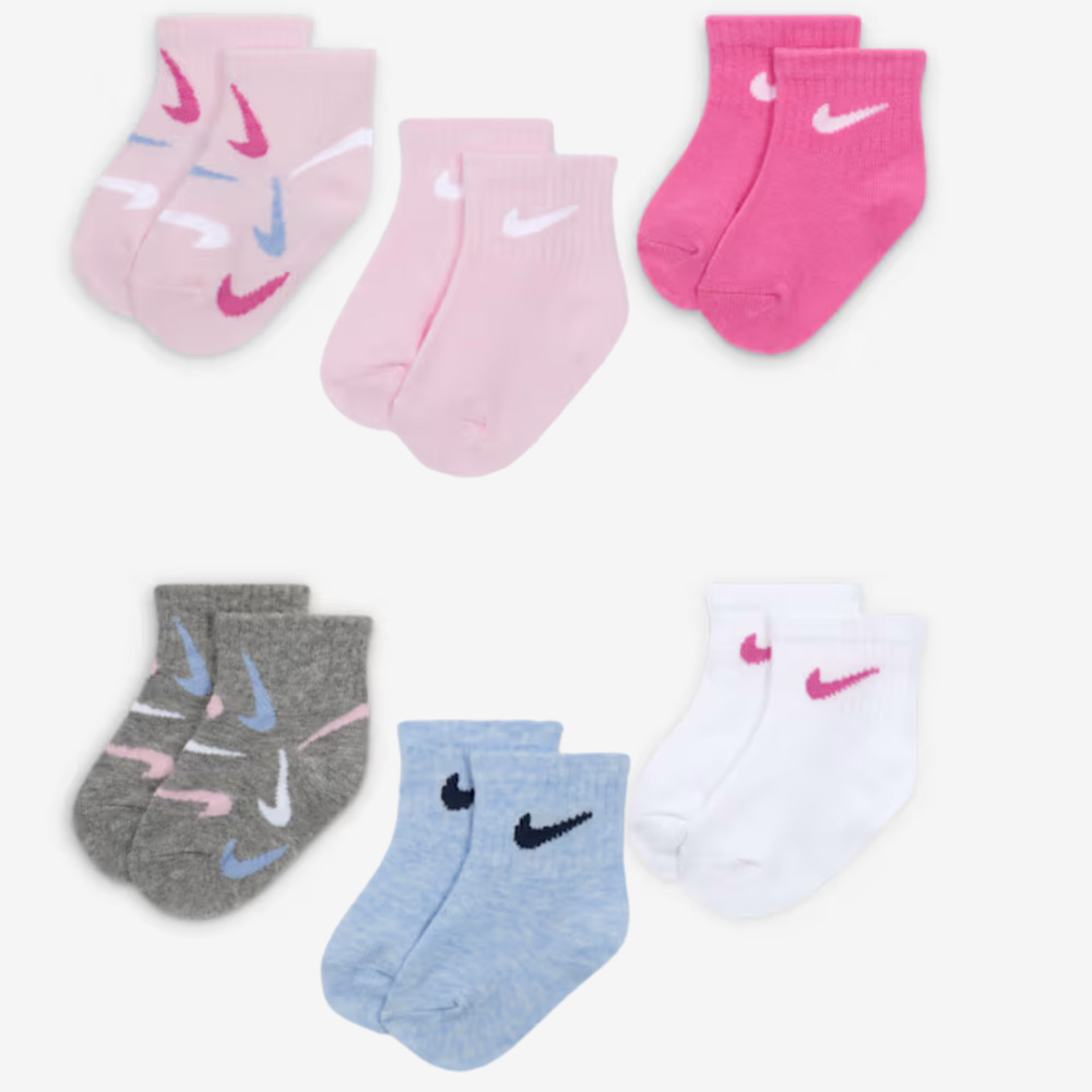 Nike Girls Ankle Socks Toddler 2-4 Years 6 Pk Lightweight Swooshfetti Sock NEW